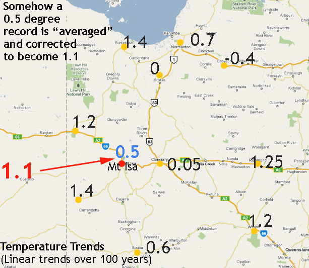 Mt Isa and surrounds with temperatures